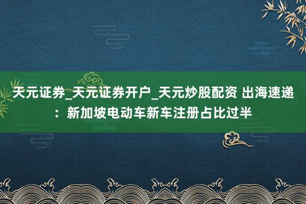 天元证券_天元证券开户_天元炒股配资 出海速递：新加坡电动车新车注册占比过半