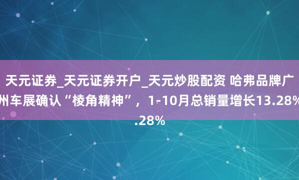 天元证券_天元证券开户_天元炒股配资 哈弗品牌广州车展确认“棱角精神”，1-10月总销量增长13.28%