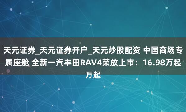 天元证券_天元证券开户_天元炒股配资 中国商场专属座舱 全新一汽丰田RAV4荣放上市：16.98万起