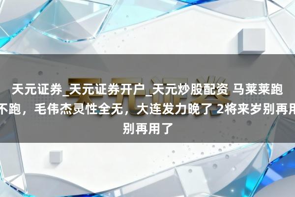 天元证券_天元证券开户_天元炒股配资 马莱莱跑皆不跑，毛伟杰灵性全无，大连发力晚了 2将来岁别再用了