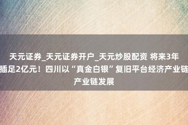 天元证券_天元证券开户_天元炒股配资 将来3年每年插足2亿元！四川以“真金白银”复旧平台经济产业链发展