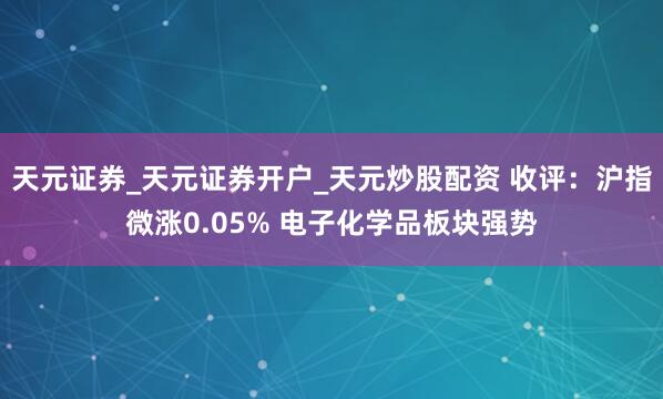 天元证券_天元证券开户_天元炒股配资 收评：沪指微涨0.05% 电子化学品板块强势