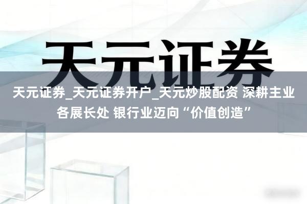 天元证券_天元证券开户_天元炒股配资 深耕主业各展长处 银行业迈向“价值创造”